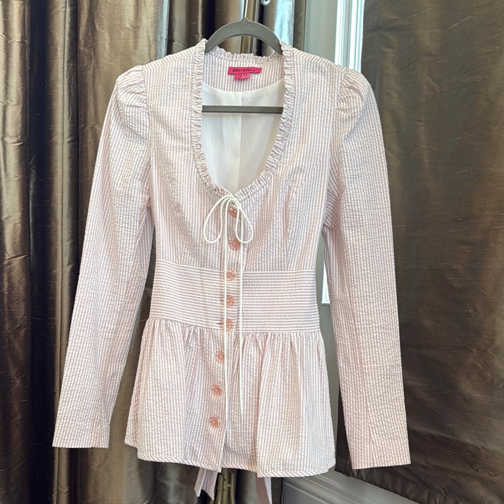 BETSEY JOHNSON Elegant Pink Striped Women's Top 8